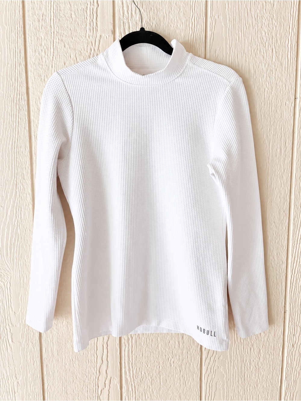 Nobull White Waffle Knit Mock Neck Long Sleeve Performance Top Medium